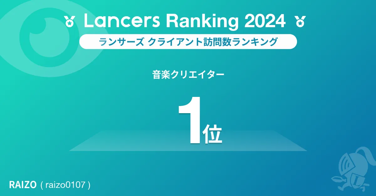 2024年ランサーズクライアント訪問数上ランキング、音楽クリエイター部門でRAIZOが1位を獲得しました！
